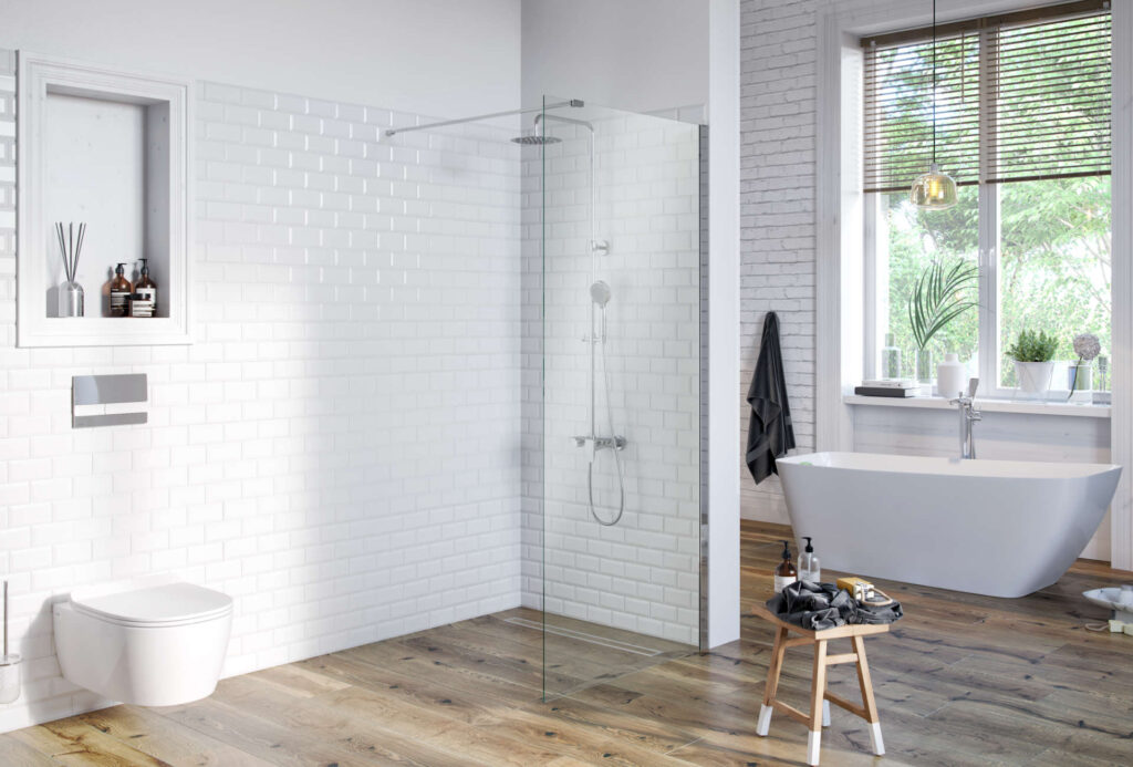 Vidoq walk-in ścianka prysznicowa prosta 120×200 cm, powłoka Clean Control, chrom