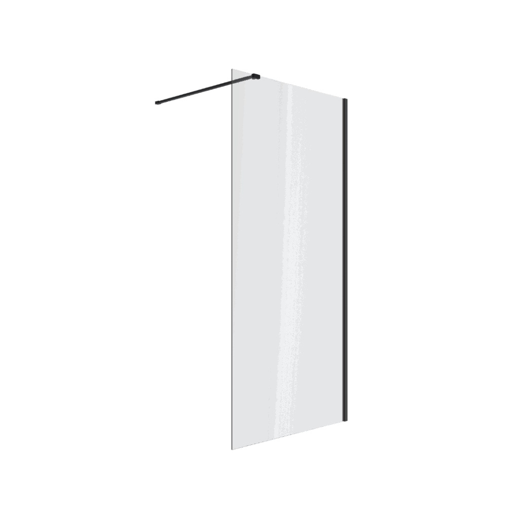 Vidoq walk-in ścianka prysznicowa prosta 100×200 cm, powłoka Clean Control, czarny mat