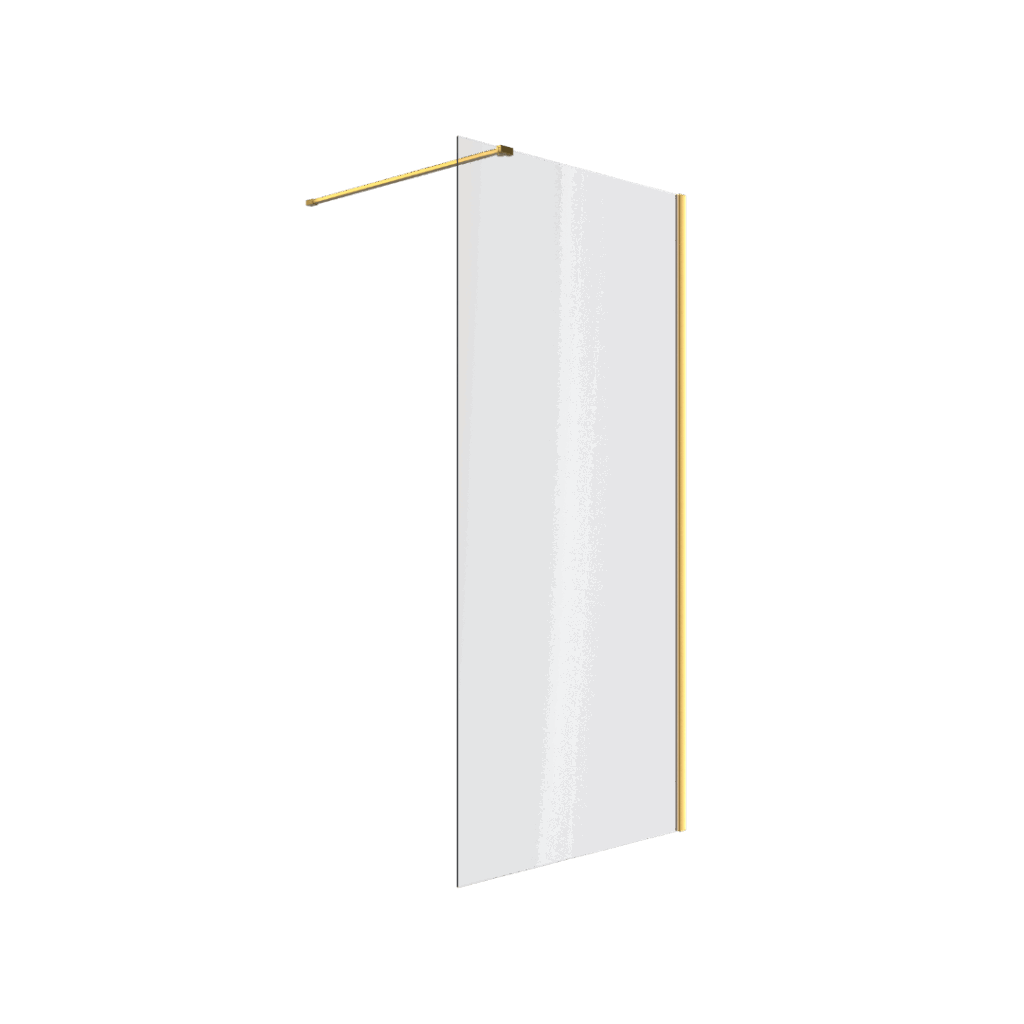 Vidoq walk-in ścianka prysznicowa prosta 100×200 cm, powłoka Clean Control, złoty szczotkowany