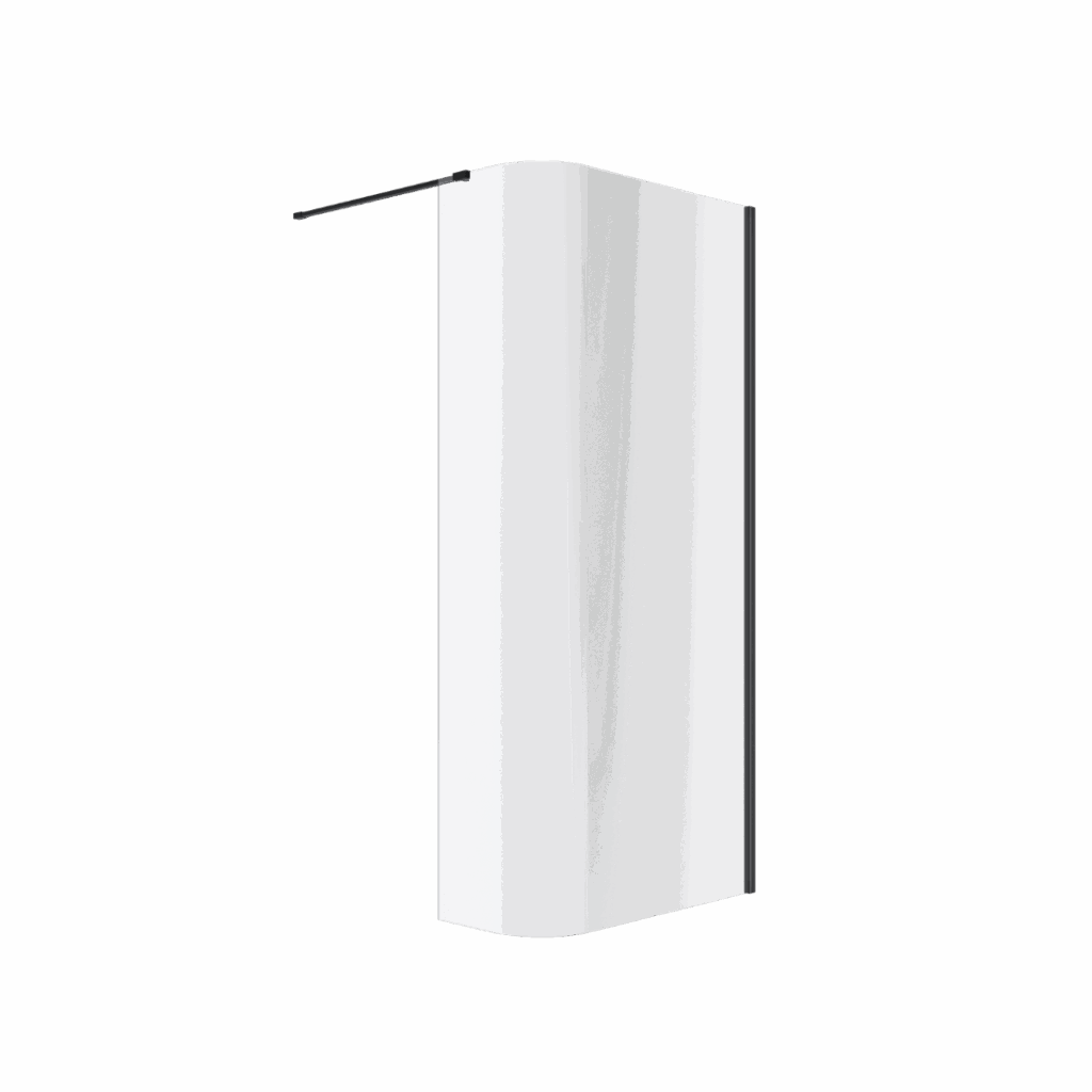 Vidoq walk-in ścianka prysznicowa gięta 83×200 cm, powłoka Clean Control, czarny mat