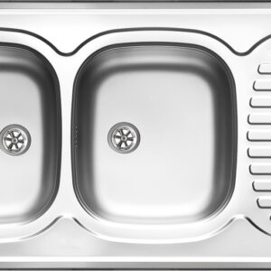 Zlewozmywak stalowy 2-komorowy z ociekaczem – nakładany