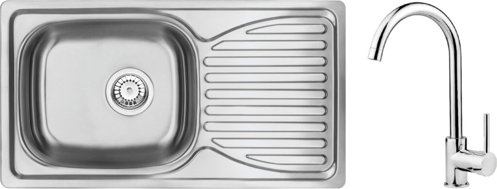 Zlewozmywak stalowy z baterią 1-komorowy z ociekaczem