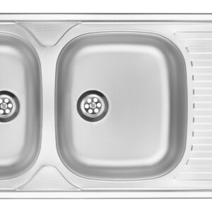 Zlewozmywak stalowy 2-komorowy z ociekaczem