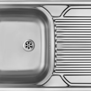 Zlewozmywak stalowy 1-komorowy z ociekaczem po prawej stronie – nakładany