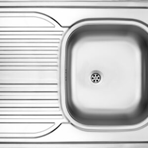 Zlewozmywak stalowy 1-komorowy z ociekaczem po lewej stronie – nakładany