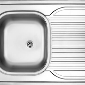 Zlewozmywak stalowy 1-komorowy z ociekaczem po prawej stronie – nakładany