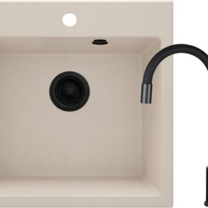 Zlewozmywak granitowy z baterią 1-komorowy