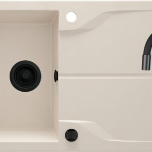 Zlewozmywak granitowy z baterią 1-komorowy z ociekaczem