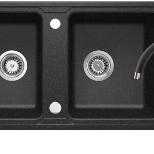 Zlewozmywak granitowy z baterią 2-komorowy