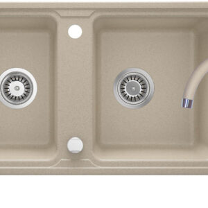 Zlewozmywak granitowy z baterią 2-komorowy