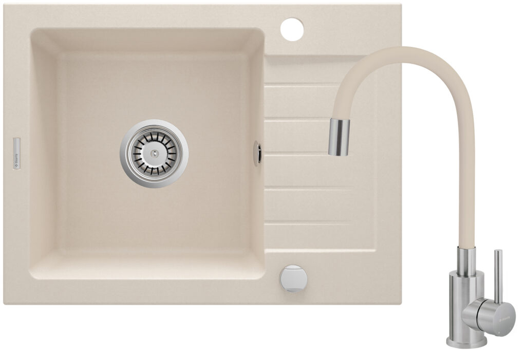 Zlewozmywak granitowy z baterią 1-komorowy z ociekaczem