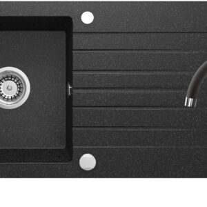 Zlewozmywak granitowy z baterią 1-komorowy z ociekaczem