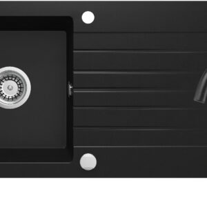 Zlewozmywak granitowy z baterią 1-komorowy z ociekaczem