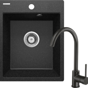 Zlewozmywak granitowy z baterią 1-komorowy