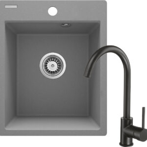 Zlewozmywak granitowy z baterią 1-komorowy