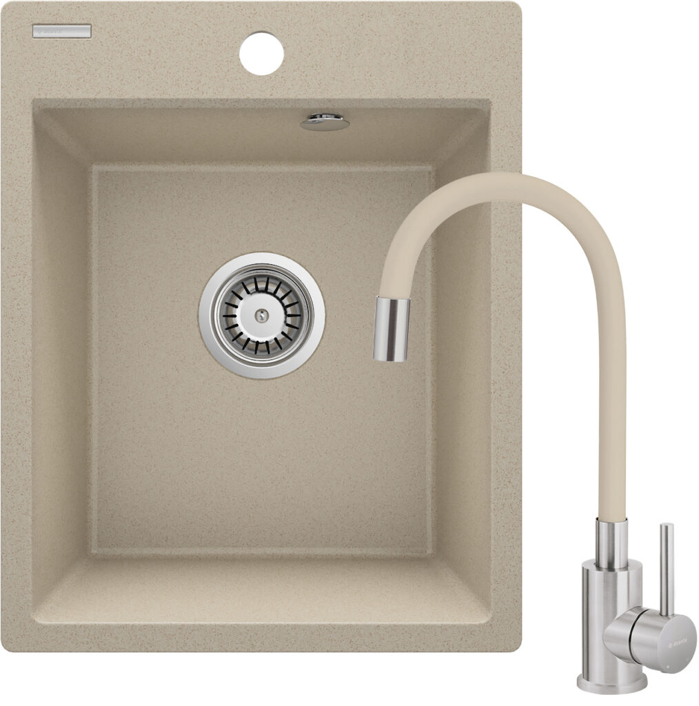 Zlewozmywak granitowy z baterią 1-komorowy