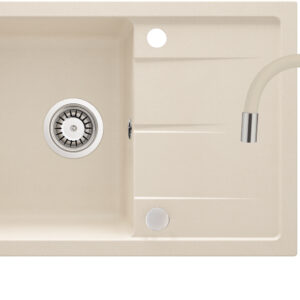 Zlewozmywak granitowy z baterią z giętą wylewką