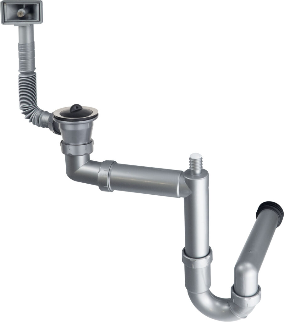 Syfon do zlewozmywaka stalowego 1-komorowego – odpływ 2″