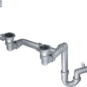 Syfon do zlewozmywaka stalowego 2-komorowy – odpływ 2″