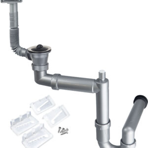 Syfon do zlewozmywaka stalowego nakładanego 1-komorowego – odpływ 2″