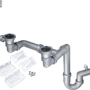 Syfon do zlewozmywaka stalowego nakładanego 2-komorowy – odpływ 2″