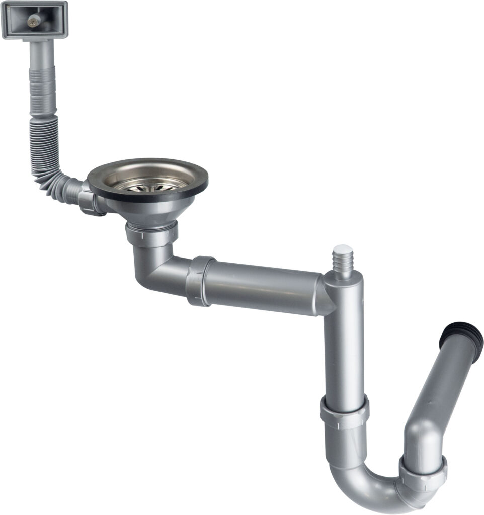 Syfon do zlewozmywaka stalowego 1-komorowego – odpływ 3.5″