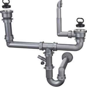 Syfon do zlewozmywaka stalowego nakładanego 2-komorowy