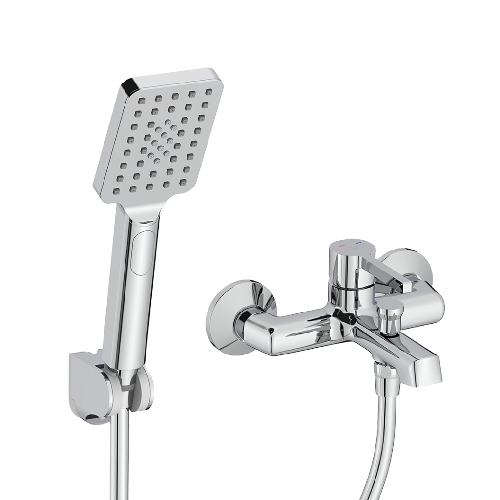 Alita – bateria wannowa ścienna z zestawem natryskowym