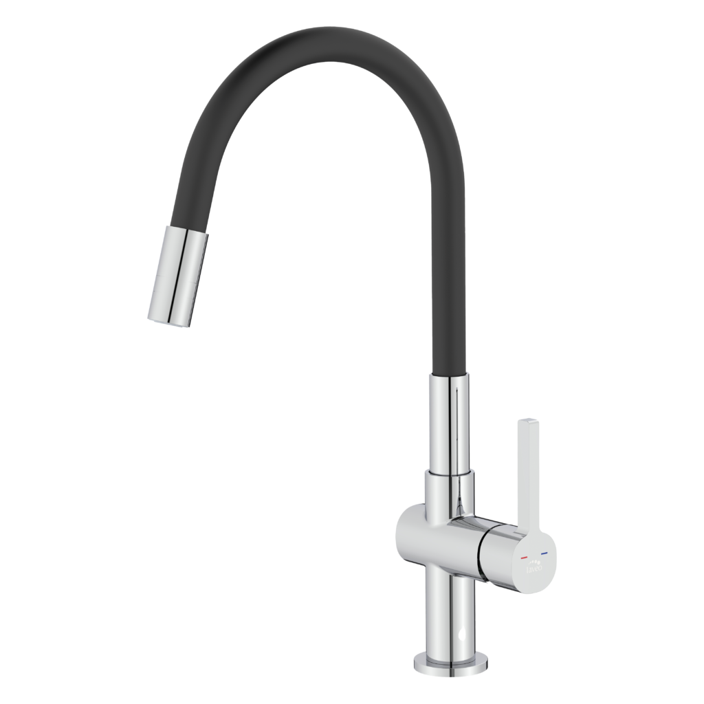 Alita – bateria zlewozmywakowa stojąca z elastyczną 2 – funkcyjną wylewką