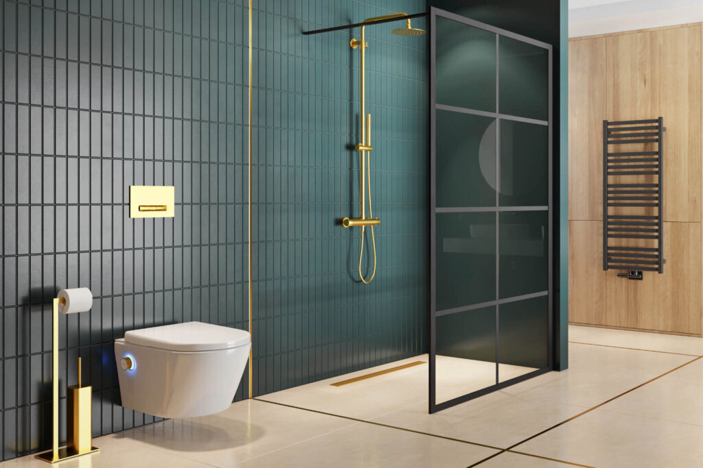 Fabrika walk-in ścianka prysznicowa 100×200 cm, czarny mat