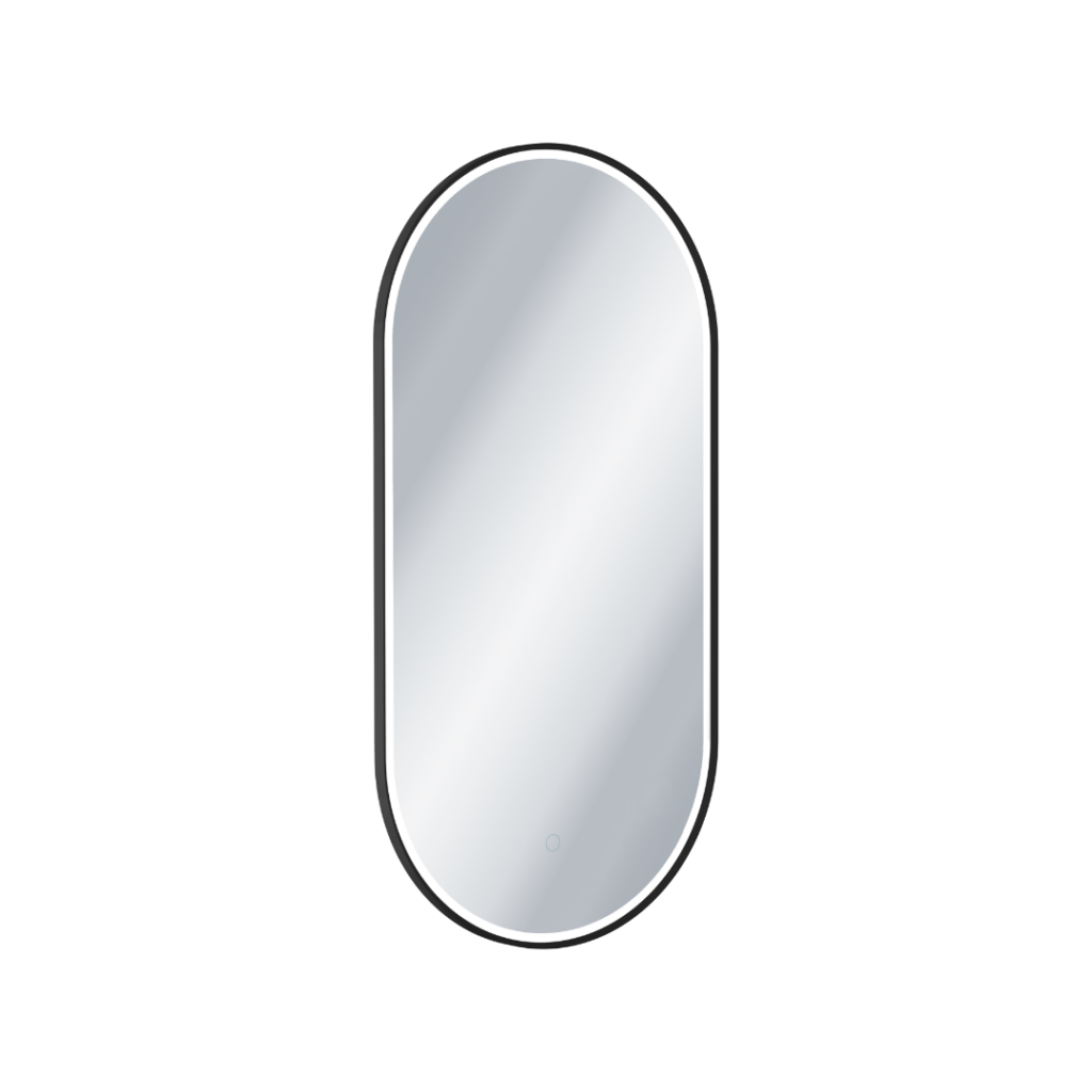 Corido lustro łazienkowe 100×50 cm owalne, oświetlenie LED mata grzewcza, czarny mat