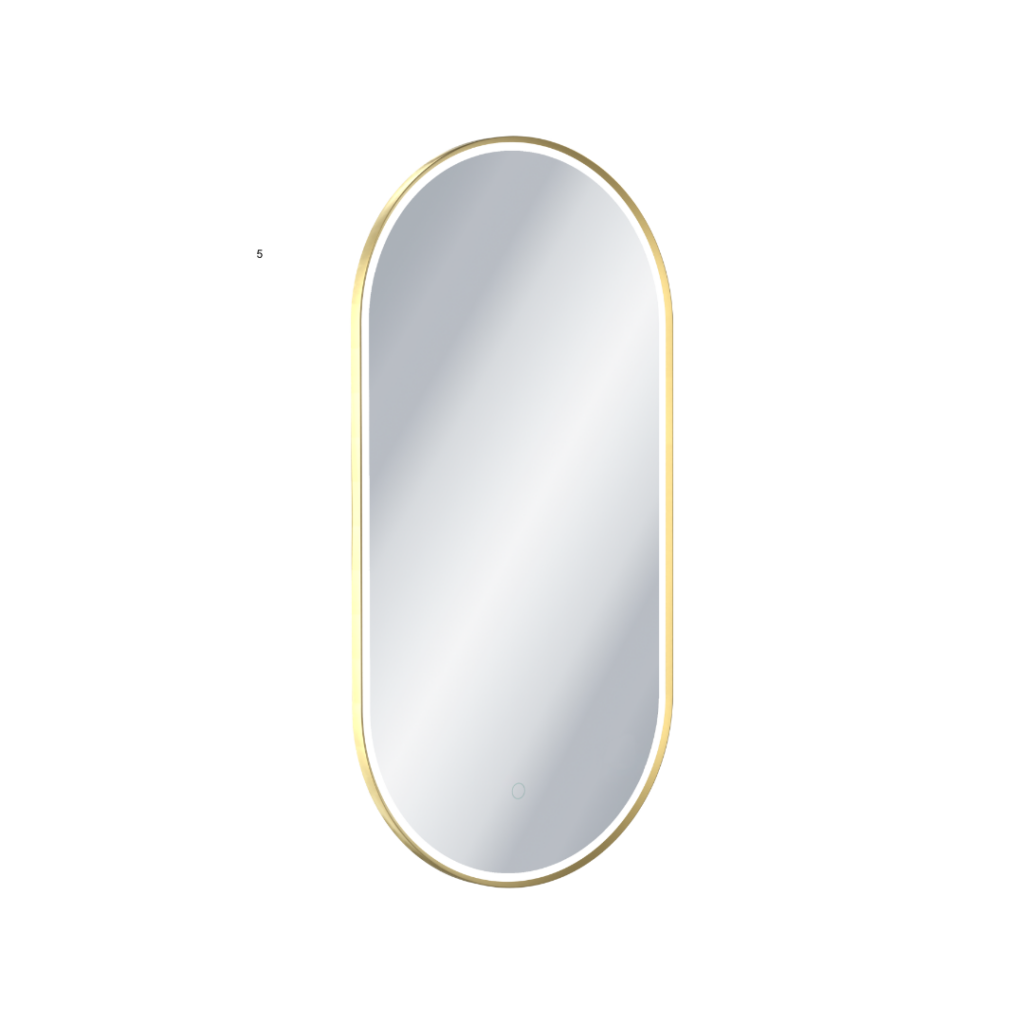 Corido lustro łazienkowe 100×50 cm owalne, oświetlenie LED mata grzewcza, złoty połysk