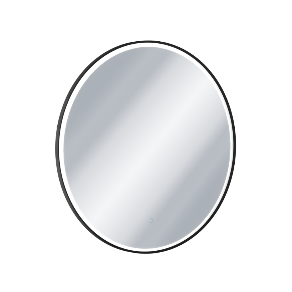 Corido lustro łazienkowe 80 cm okrągłe oświetlenie LED mata grzewcza, czarny mat