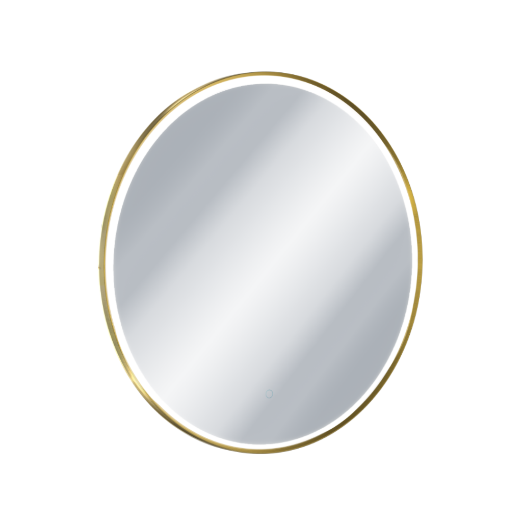 Corido lustro łazienkowe 80 cm okrągłe oświetlenie LED mata grzewcza, złoty szczotkowany