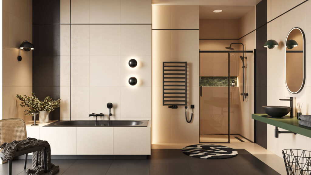 Stilio odpływ liniowy 90 cm z kołnierzem ruszt dekoracyjny, grafit szczotkowany