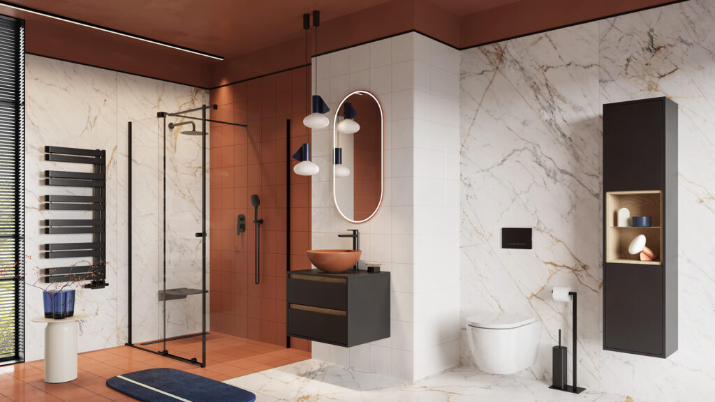 Stilio odpływ liniowy 70 cm z kołnierzem ruszt do wypełnienia płytką, grafit szczotkowany