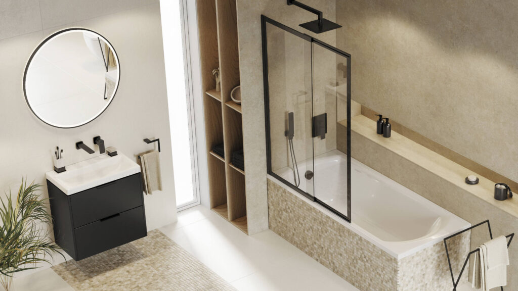 Corido lustro łazienkowe 100 cm okrągłe oświetlenie LED mata grzewcza, czarny mat