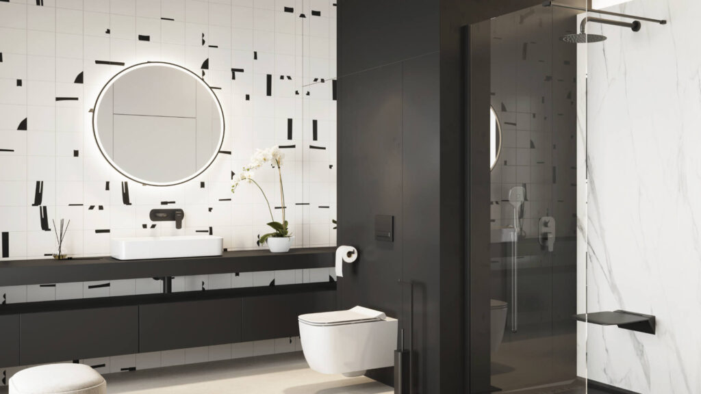 Corido lustro łazienkowe 80 cm okrągłe oświetlenie LED mata grzewcza, czarny mat