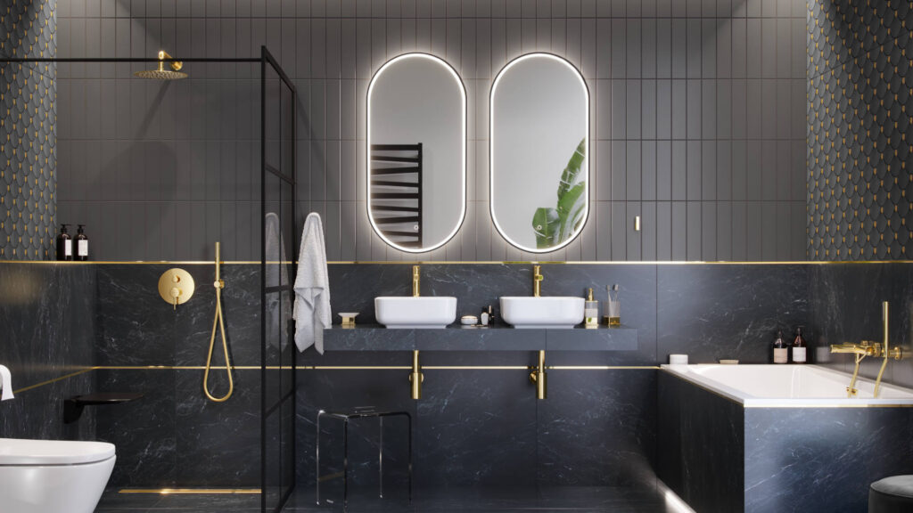 Corido lustro łazienkowe 100×50 cm owalne, oświetlenie LED mata grzewcza, czarny mat