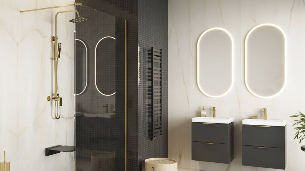 Lumiro lustro łazienkowe 100×50 cm owalne, oświetlenie LED mata grzewcza, rama akrylowa