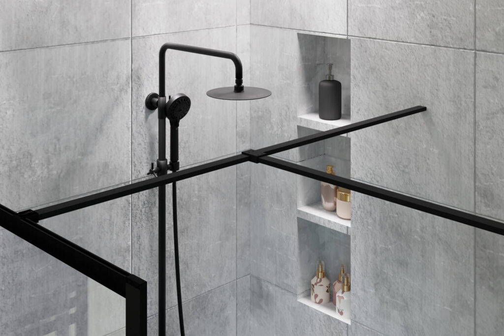 Fabrika walk-in łącznik wsporników kabiny, czarny mat