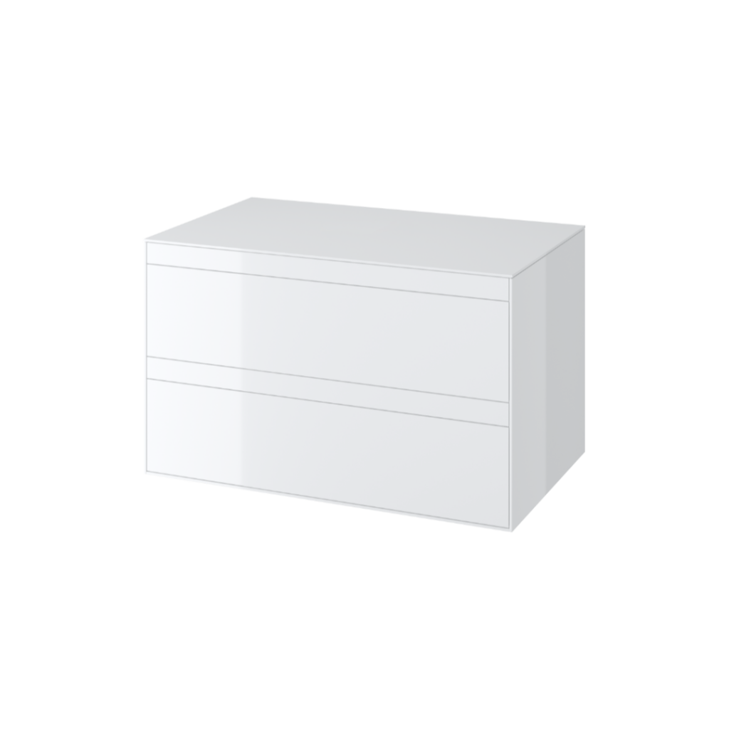 Finli szafka wisząca 80cm, podumywalkowa z blatem 2 szuflady, biały połysk