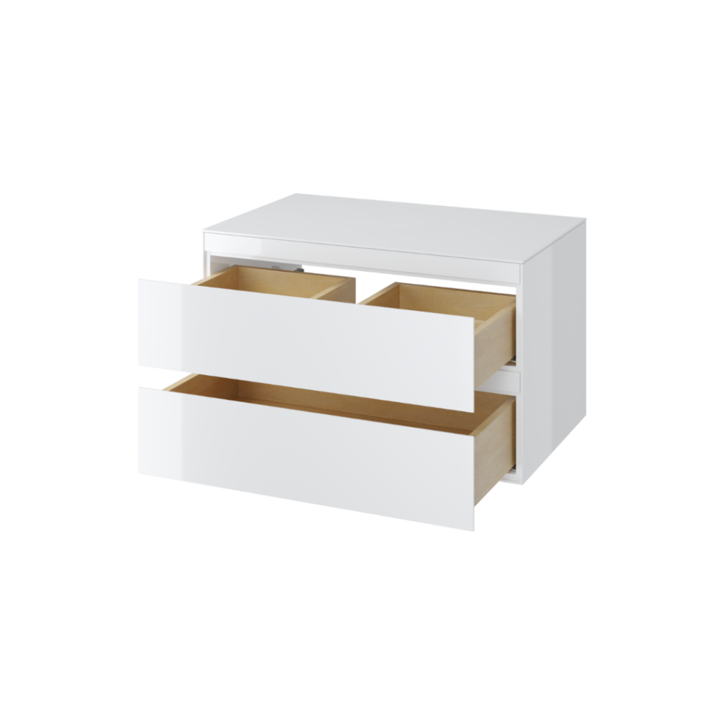 Finli szafka wisząca 80cm, podumywalkowa z blatem 2 szuflady, biały połysk