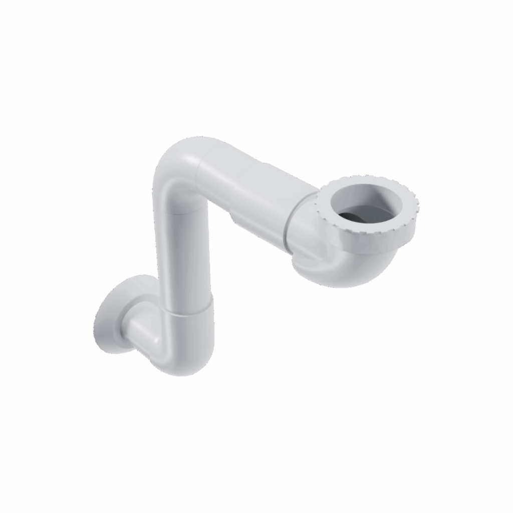 Flux zestaw syfon umywalkowo – bidetowy suchy niski, z rurą sztywną, biały