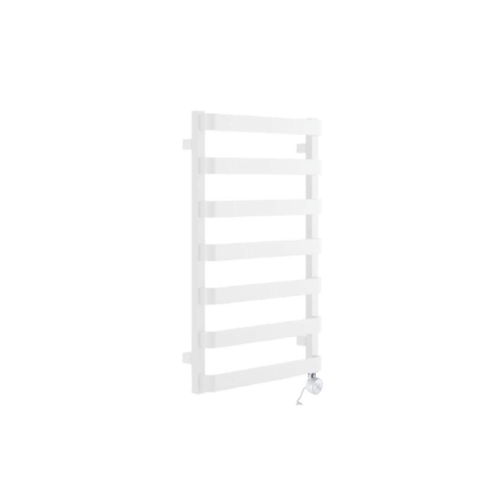 Meteor grzejnik łazienkowy elektryczny 85×50 cm z grzałką elektryczną 400W, biały soft