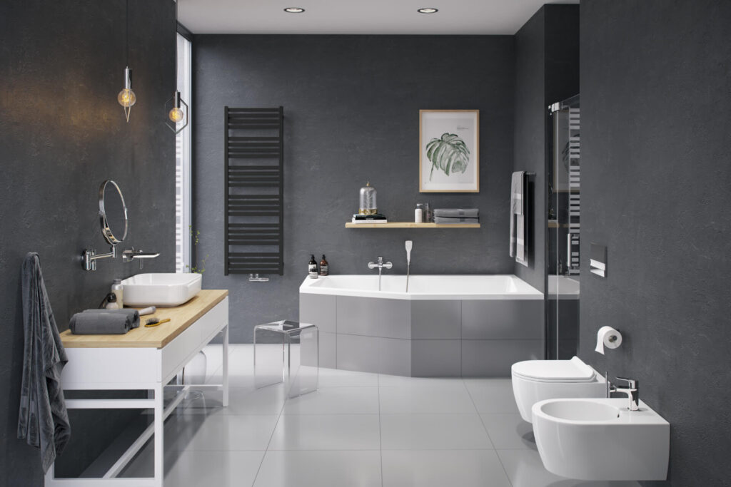 Horos grzejnik łazienkowy 146×50 cm, czarny soft