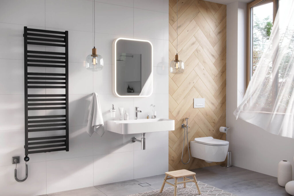 Horos grzejnik łazienkowy 146×50 cm, czarny soft