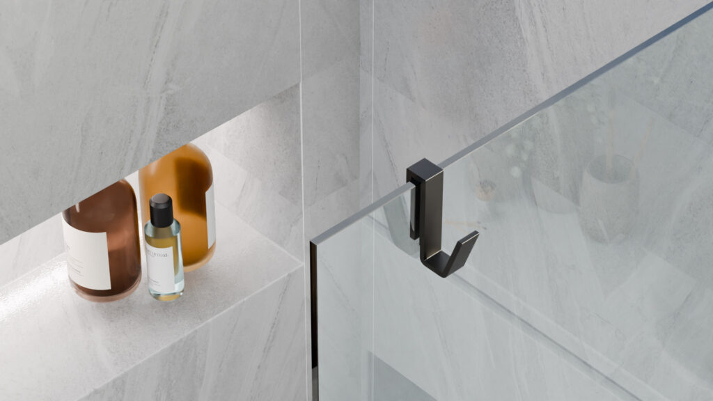 Haczyk do mocowania na szybie o grubości 6-10 mm, grafit szczotkowany