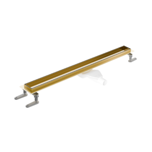 Stilio odpływ liniowy 90 cm z kołnierzem ruszt do wypełnienia płytką, złoty połysk