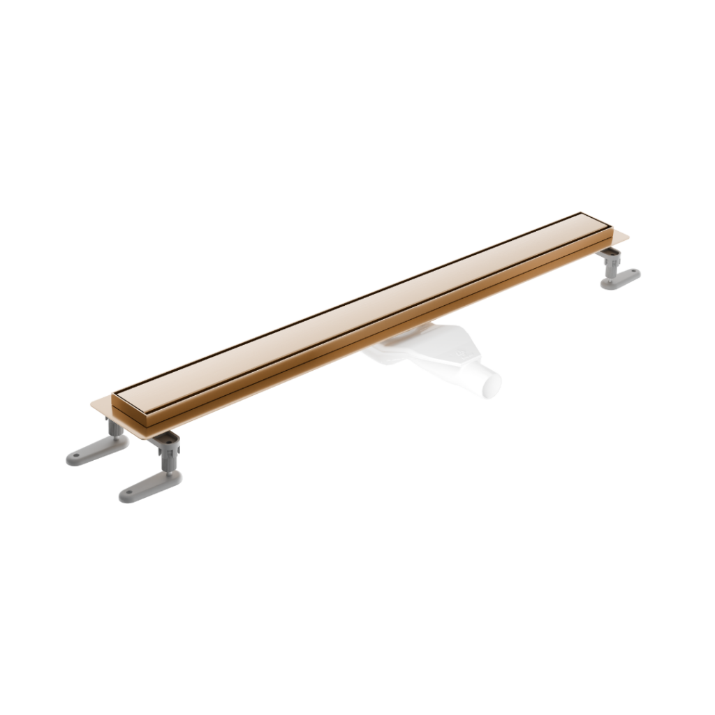 Stilio odpływ liniowy 80 cm z kołnierzem ruszt dekoracyjny, miedziany szczotkowany